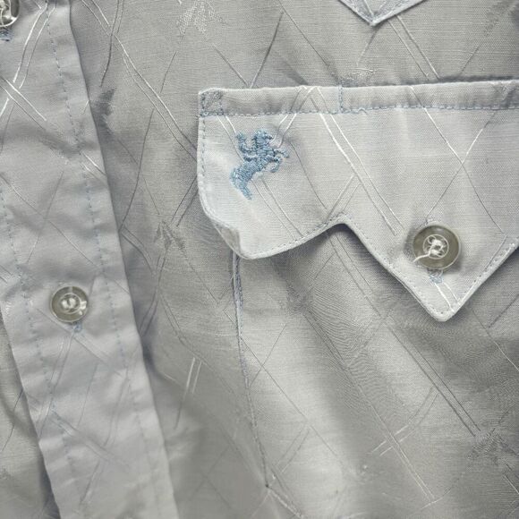 Vintage 1970’s Prior Imperial Westerns Men’s Blue LS Shirt Western 15 1/2 Medium - Picture 2 of 6